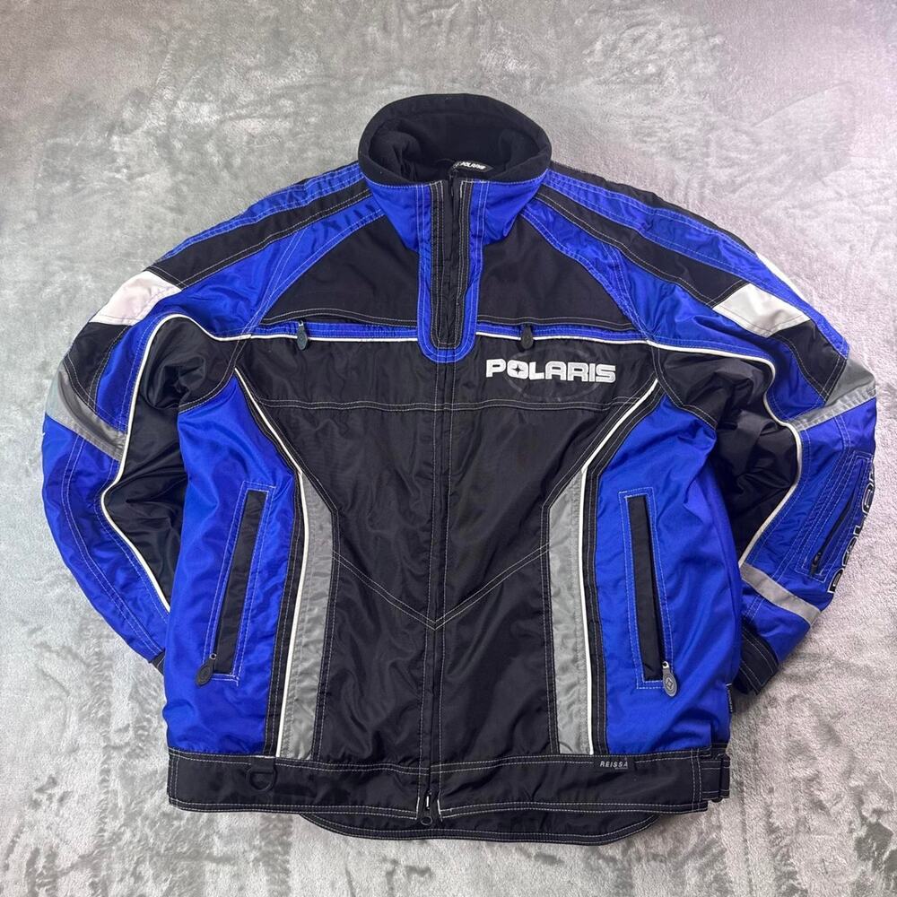 Polaris Pure Snowmobile Jacket Mens M-L Blue Black Insulated Winter Coat